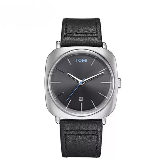TOMI T-084 Men's Watch Quartz Date Leather Straps