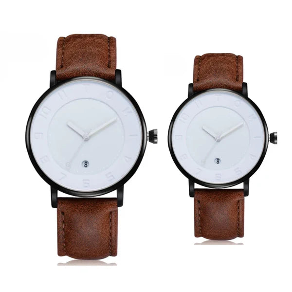 TOMI T-085 Couple Watch Date Quartz Round Dial
