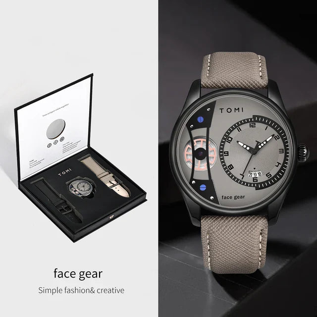 TOMI T-105 Face Gear Dual Strap Luxury Watch