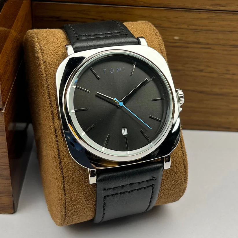 TOMI T-084 Men's Watch Quartz Date Leather Straps